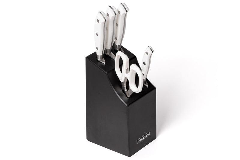 Bloc design 4 couteaux + ciseaux Arcos Riviera White acier inox NITRUM