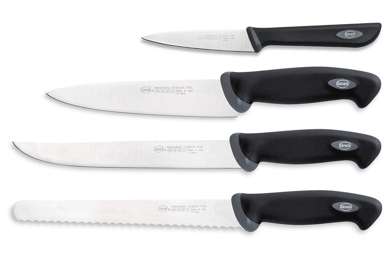 Coffret de 4 couteaux de cuisine professionnels SANELLI Gourmet manches noirs