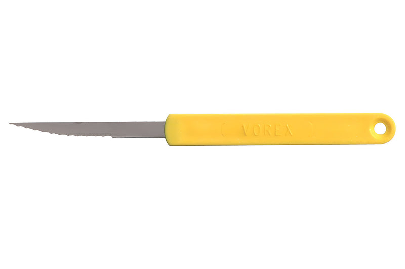 Lame de boulanger inox crantée manche jaune - 2 pièces