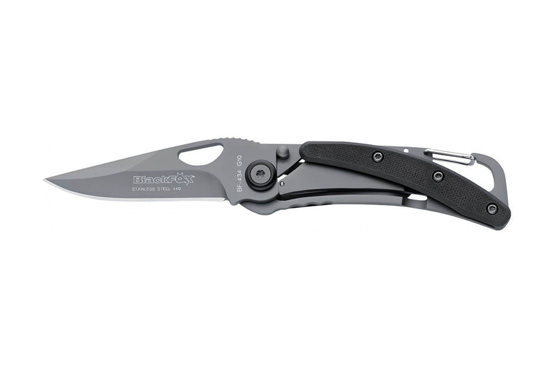 Couteau pliant BLACK FOX BF-434 G10/titanium noir 9cm mousqueton