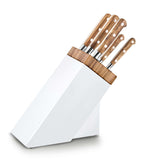 Bloc SABATIER Provençao en olivier laqué blanc 5 couteaux forgés acier inox