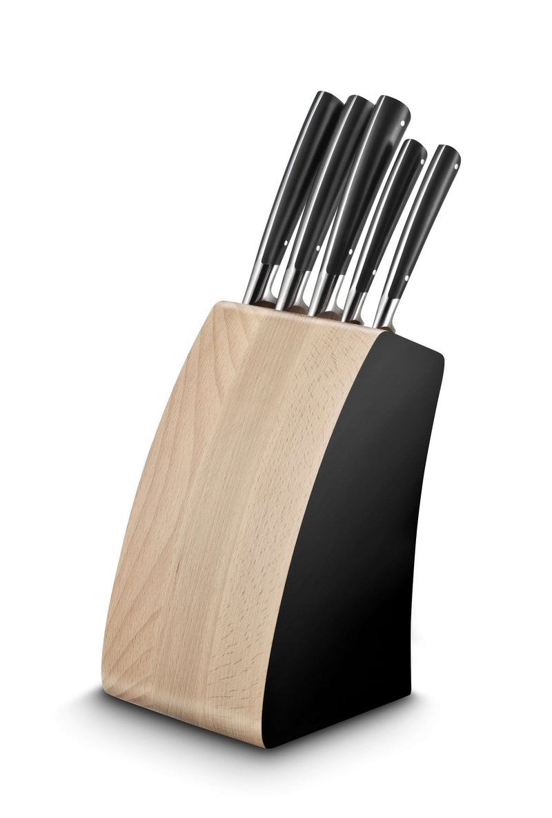 Bloc Sabatier Edonist en hêtre 5 couteaux forgés acier inox