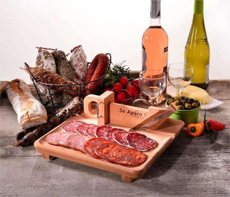 Guillotine à saucisson SO APERO ! 100% française + plateau intégré