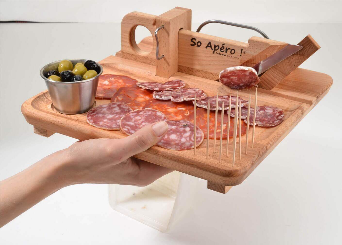 Guillotine à saucisson SO APERO ! 100% française + plateau intégré