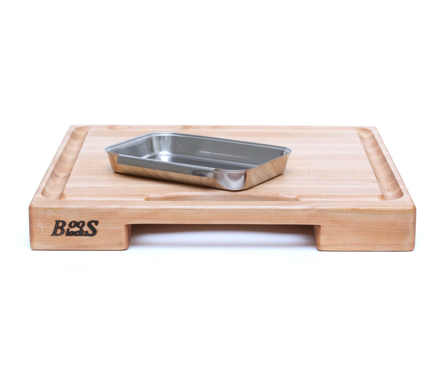 Planche Boos Blocks Prep Masters bois d'érable + plateau acier 46x46x6cm