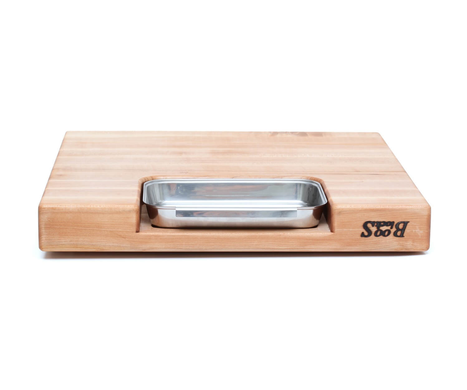 Planche Boos Blocks Prep Masters bois d'érable + plateau acier 46x46x6cm