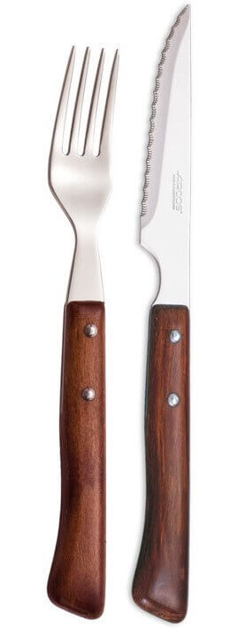 Coffret 6 couteaux + 6 fourchettes Arcos acier NITRUM manches en bois