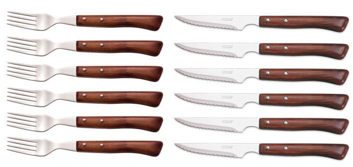 Coffret 6 couteaux + 6 fourchettes Arcos acier NITRUM manches en bois