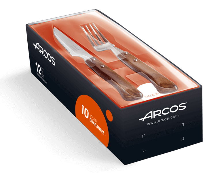 Coffret 6 couteaux + 6 fourchettes Arcos acier NITRUM manches en bois