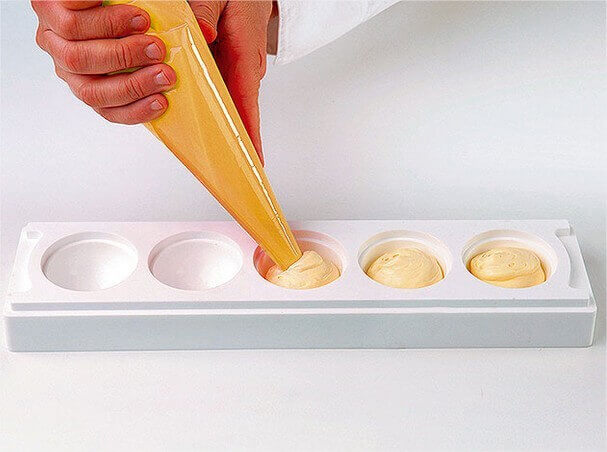 Moule pâtissier silicone blanc Silikomart 5 sphères 3D diamètre 58mm