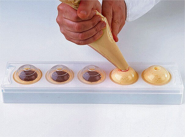 Moule pâtissier Silikomart silicone blanc 5 sphères 3D diamètre 48mm