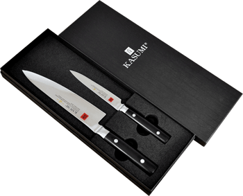 Coffret 2 couteaux japonais Kasumi Masterpiece damas haut de gamme