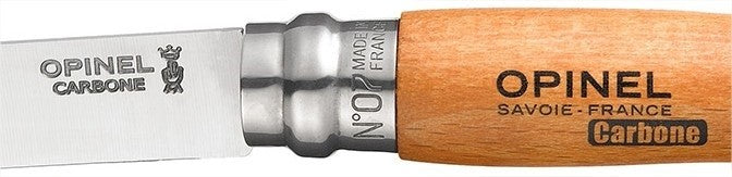 Couteau Opinel Tradition Carbone n°07 lame 8cm manche hêtre avec virole tournante