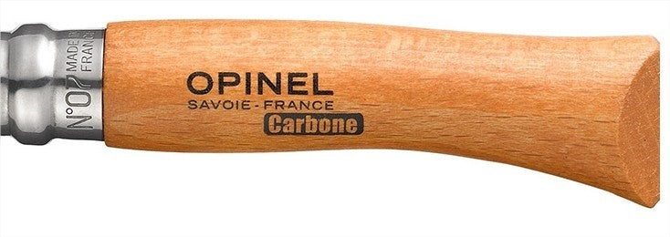 Couteau Opinel Tradition Carbone n°07 lame 8cm manche hêtre avec virole tournante
