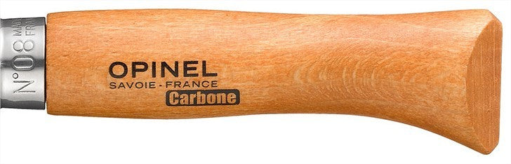 Couteau Opinel Tradition Carbone n°08 lame 8.5cm manche hêtre virole tournante