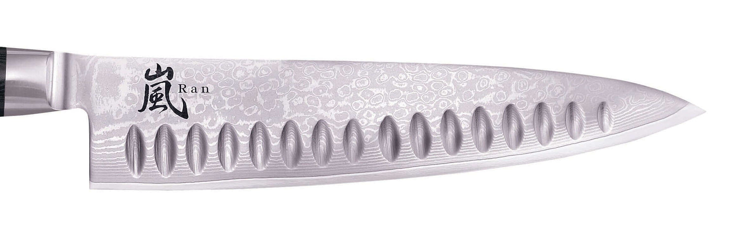 Couteau de chef japonais Yaxell RAN lame 20cm alvéolé damas 69 couches
