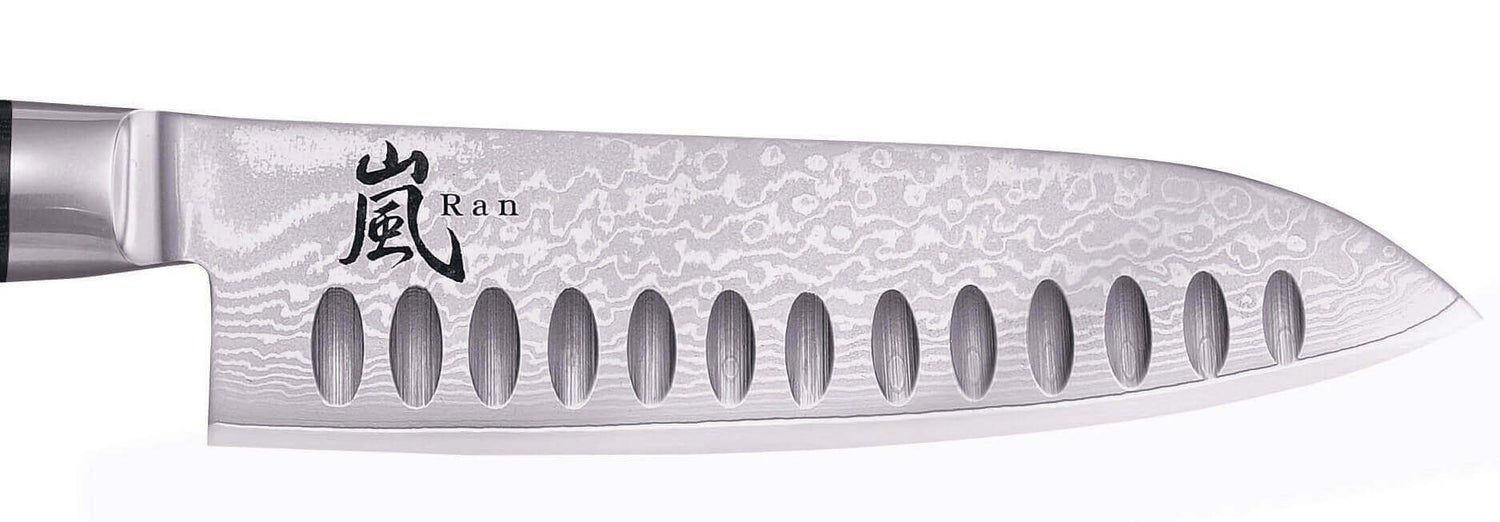 Couteau santoku japonais Yaxell RAN alvéolé 16.5cm damas 69 couches