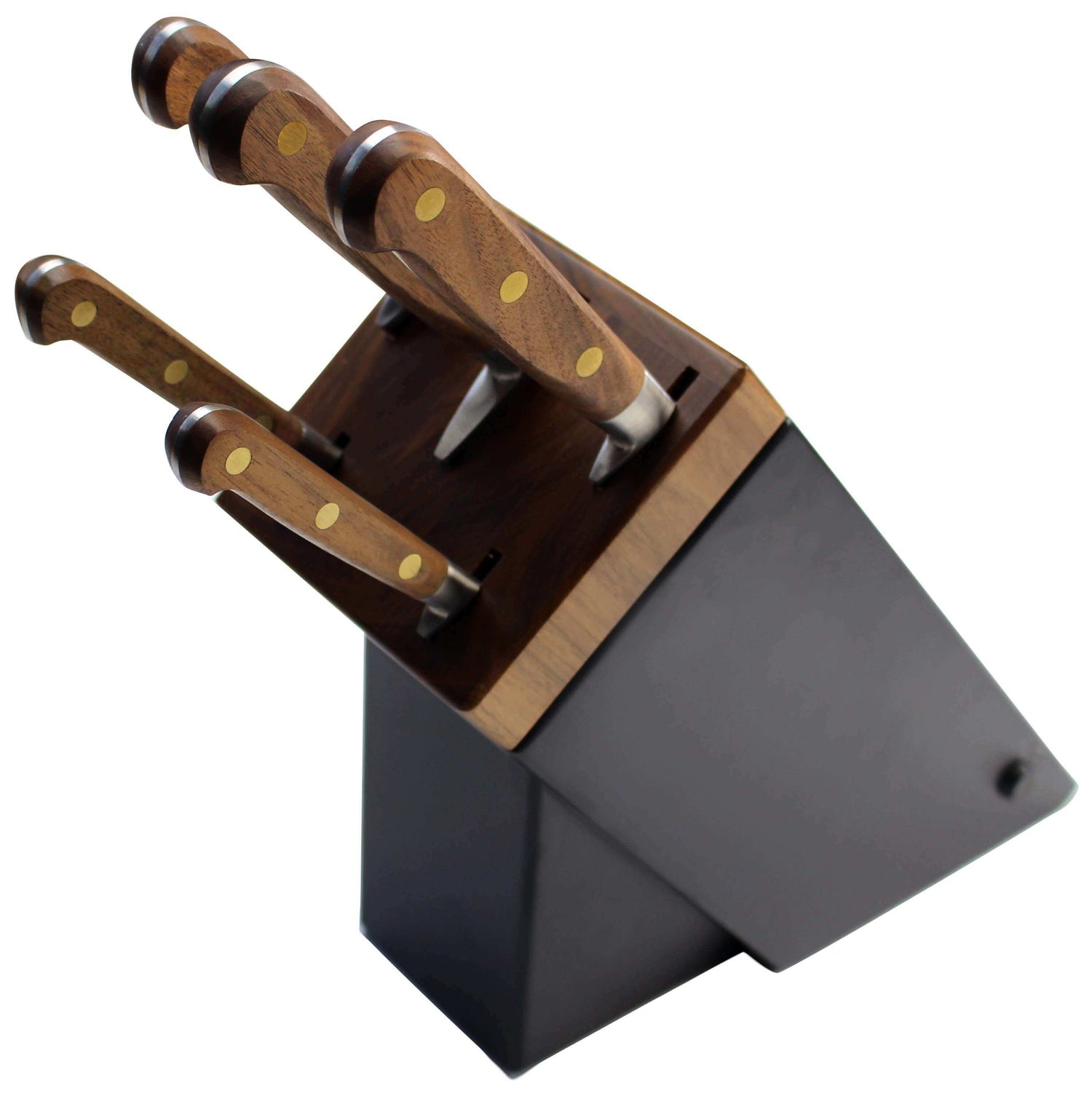 Bloc SABATIER Perigord en noyer laqué noir 5 couteaux forgés acier inox