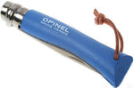 Couteau opinel Acidulé n°07 lame 8cm virole tournante manche azur + cordon