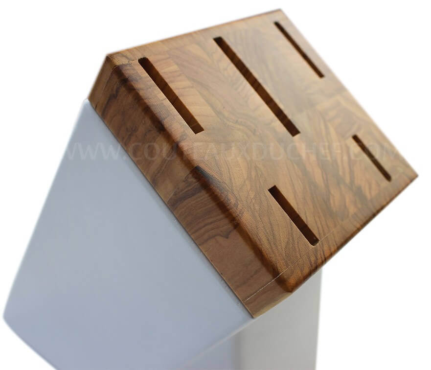 Bloc SABATIER Provençao en olivier laqué blanc 5 couteaux forgés acier inox