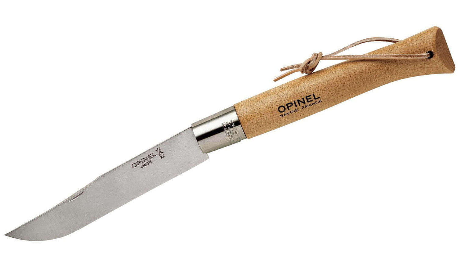 L'Opinel Géant n°13 lame 22cm virole tournante manche hêtre + lacet cuir
