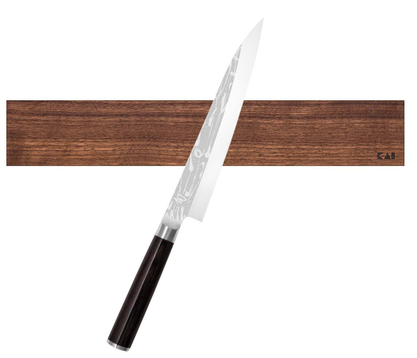Barre aimantée KAI haut de gamme en noyer pour couteaux de cuisine