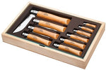 Coffret vitrine en bois Opinel Carbone 10 couteaux de poche manche hêtre