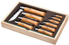Coffret vitrine en bois Opinel Carbone 10 couteaux de poche manche hêtre