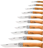 Coffret vitrine en bois Opinel Carbone 10 couteaux de poche manche hêtre