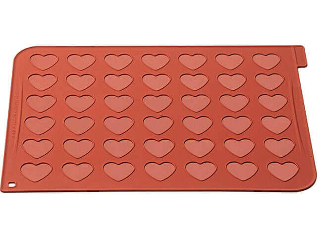 Plaque macarons en silicone 40x30cm 42 empreintes forme coeur