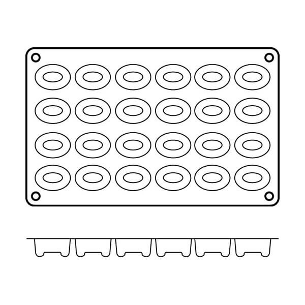 Moule en silicone professionnel Silikomart Silicon Flex 300x175mm 24 savarins ovales