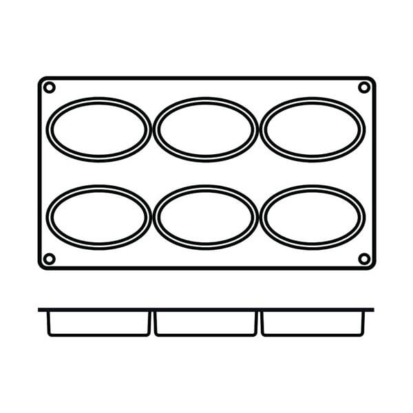 Moule en silicone professionnel Silikomart Silicon Flex 300x175mm 6 formes ovales