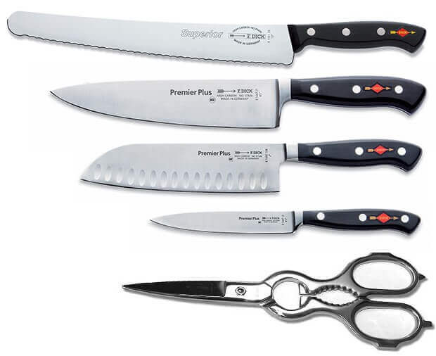 Bloc en bois magnétique 4 couteaux + 1 ciseaux DICK Premier Plus