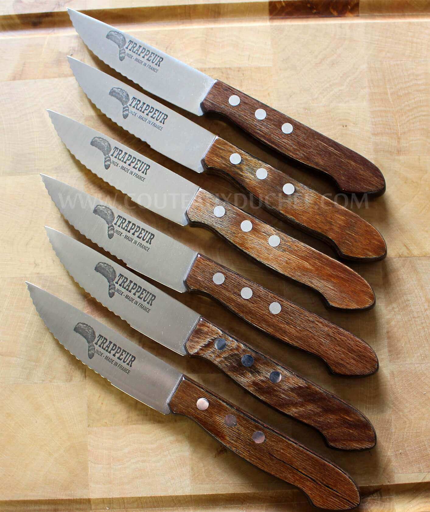 Coffret 6 couteaux à steak Trappeur Au Nain lames dentelées - Qualité française