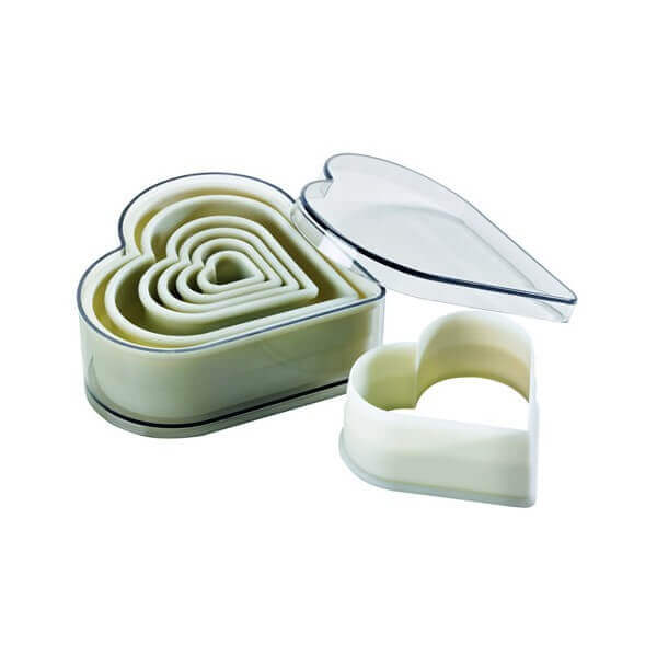Boite de 7 découpoirs polyglass professionnels forme coeur unie