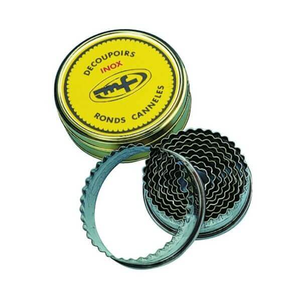 Boîte de 9 découpoirs ronds cannelés INOX de 3 à 11 cm Mallard Ferrière