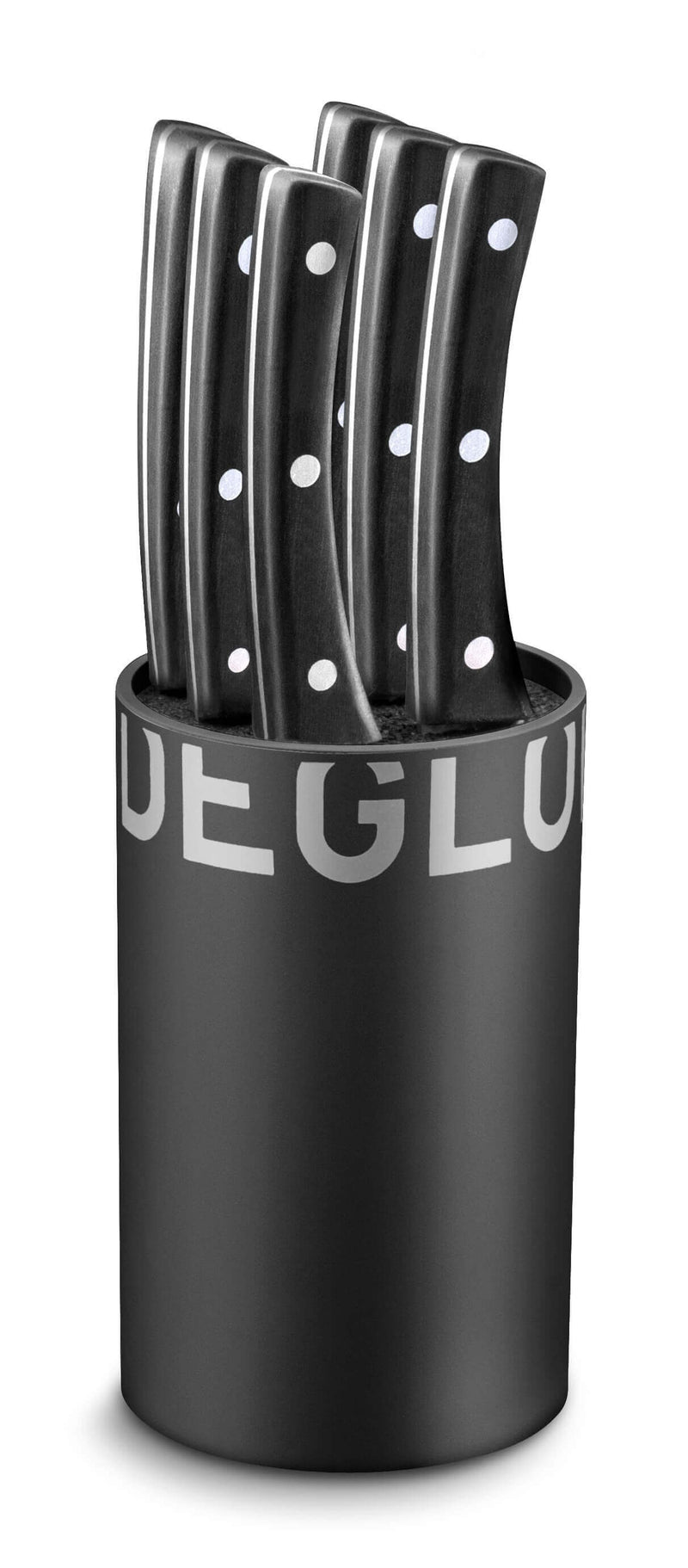 Bloc universel noir Déglon Brasserie 6 couteaux à steak manches rivetés