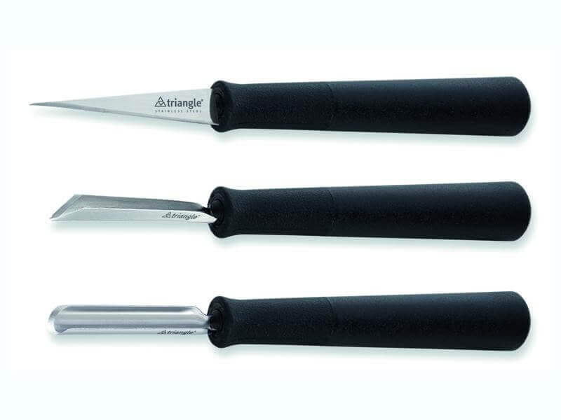 Set à décorer Triangle 3 pièces en inox manche PP noir