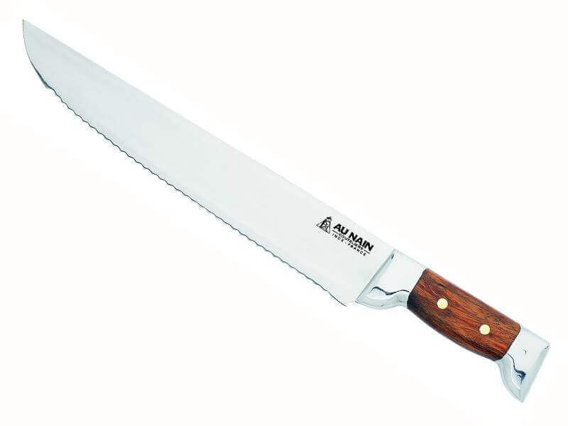 Couteau à poisson denté Au Nain 2 mitres inox manche kotibé 33 cm