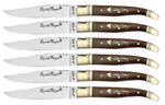 Coffret cadeau de 6 couteaux de table Laguiole Bougna manches palissandre - mitres laiton