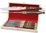 Coffret cadeau de 6 couteaux de table Laguiole Bougna manches palissandre - mitres laiton