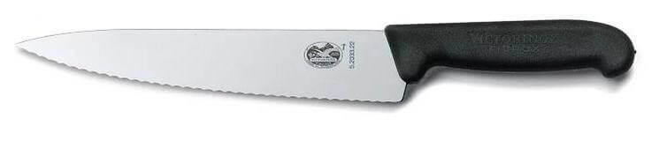 Couteau à découper professionnel Victorinox lame dentée 19cm fibrox noir 5.2033.19