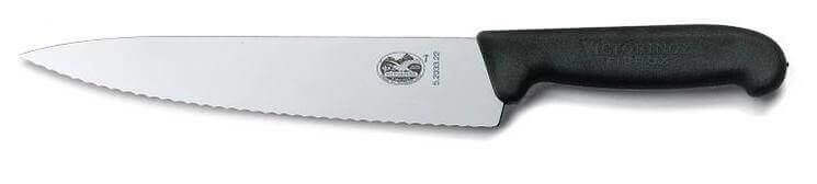 Couteau à découper professionnel Victorinox lame dentée fibrox noir 22cm 5.2033.22