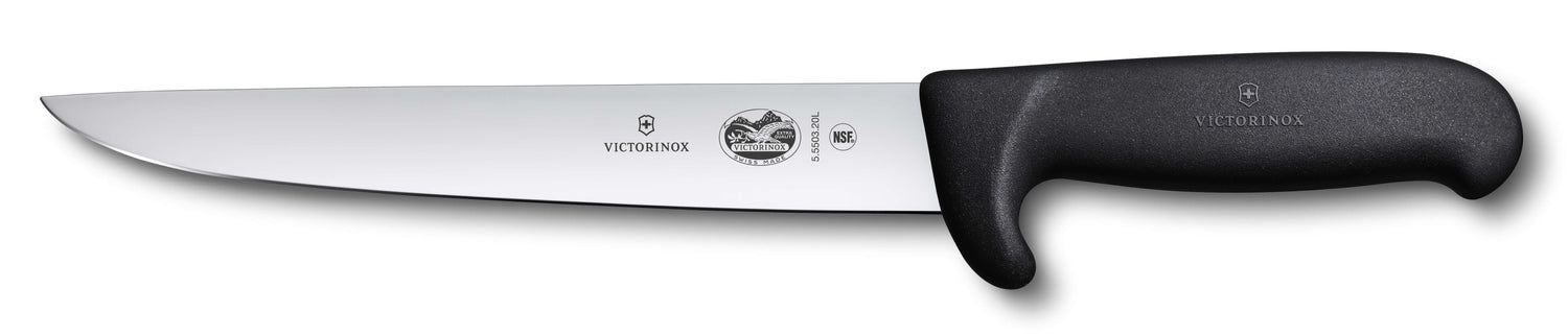 Couteau à saigner/découper Victorinox manche sécurité fibrox noir 20cm 5.5503.20L