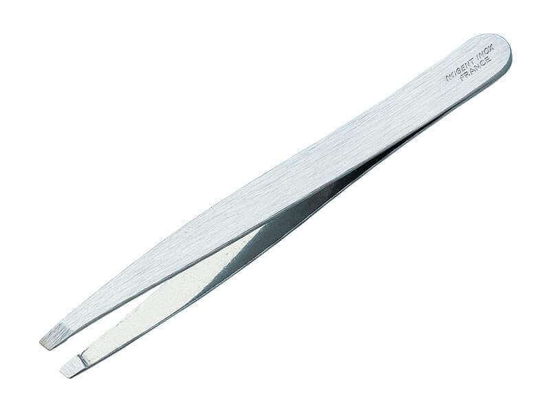 Pince à épiler NOGENT en inox satiné bouts carrés 9.5cm