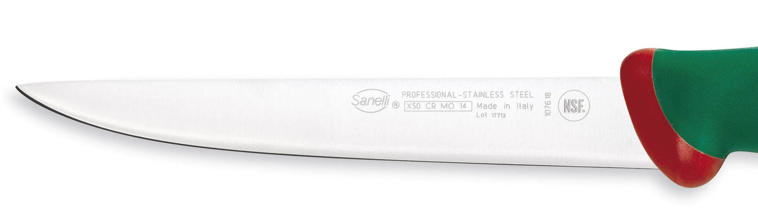 Couteau filet de sole professionnel SANELLI Premana lame flexible 18cm manche vert