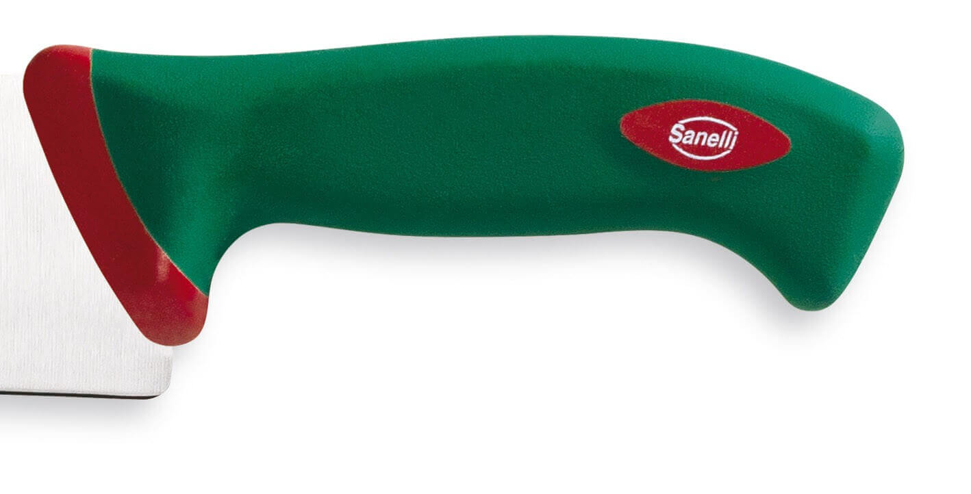 Couteau à poisson professionnel SANELLI Premana lame dentelée 33cm manche vert