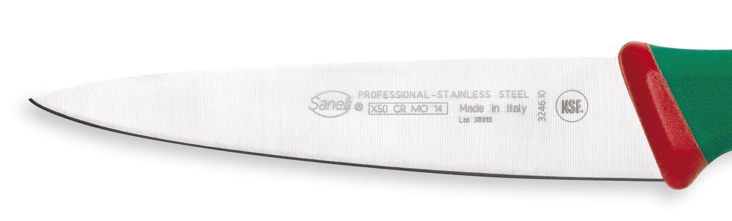 Couteau d'office professionnel SANELLI Premana lame semi-rigide 10cm manche vert