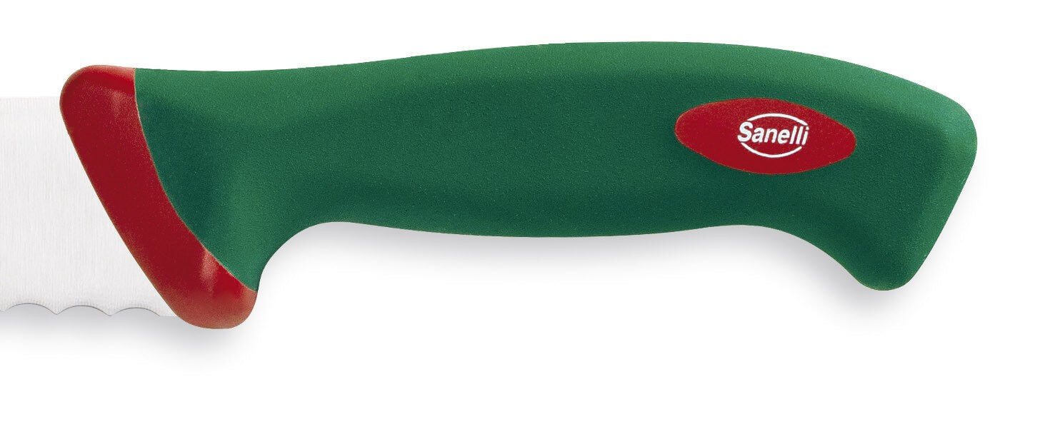 Couteau à pain professionnel SANELLI Premana lame dentelée 32cm manche vert