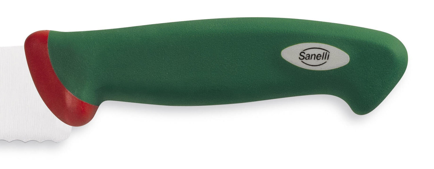 Couteau à génoise professionnel SANELLI Premana lame dentelée 26cm manche vert